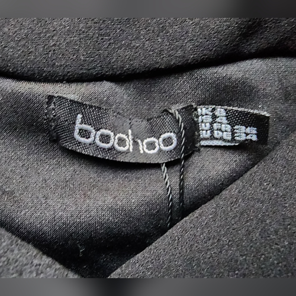 Boohoo Bardot tie detail midi dress, black, little black dress, nwt, size 4 - Picture 6 of 9